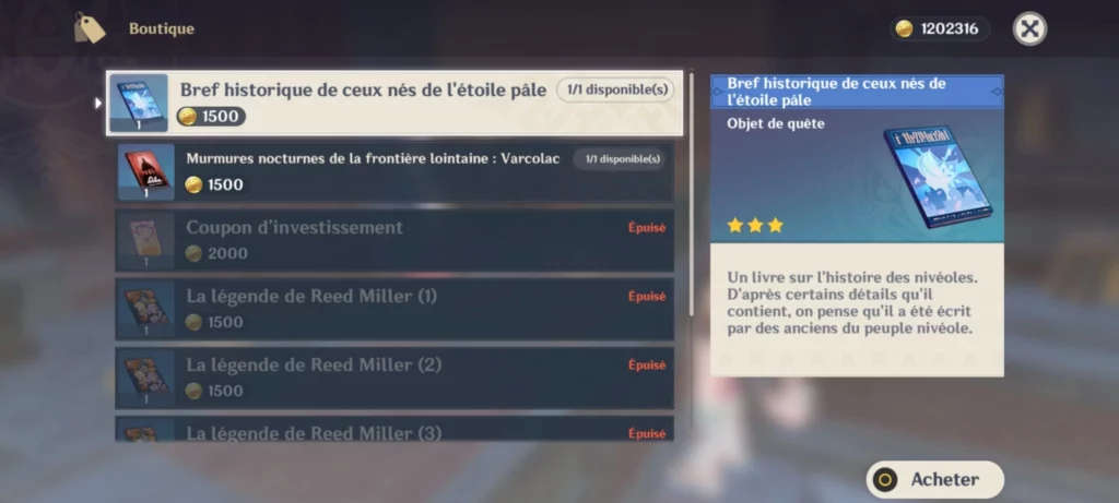 Bref historique de ceux nés de l’étoile pâle - Genshin Impact Luna IV emplacement livres