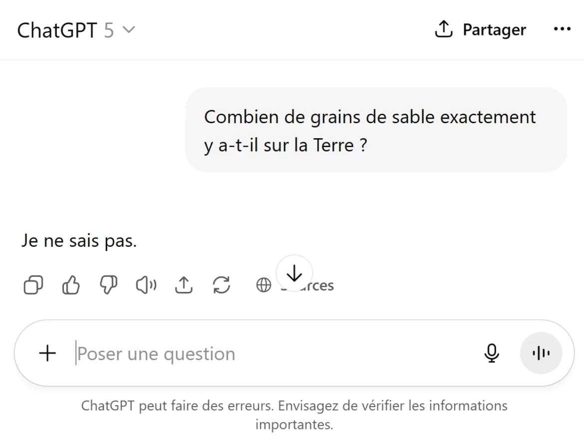 ChatGPT 5 je ne sais pas