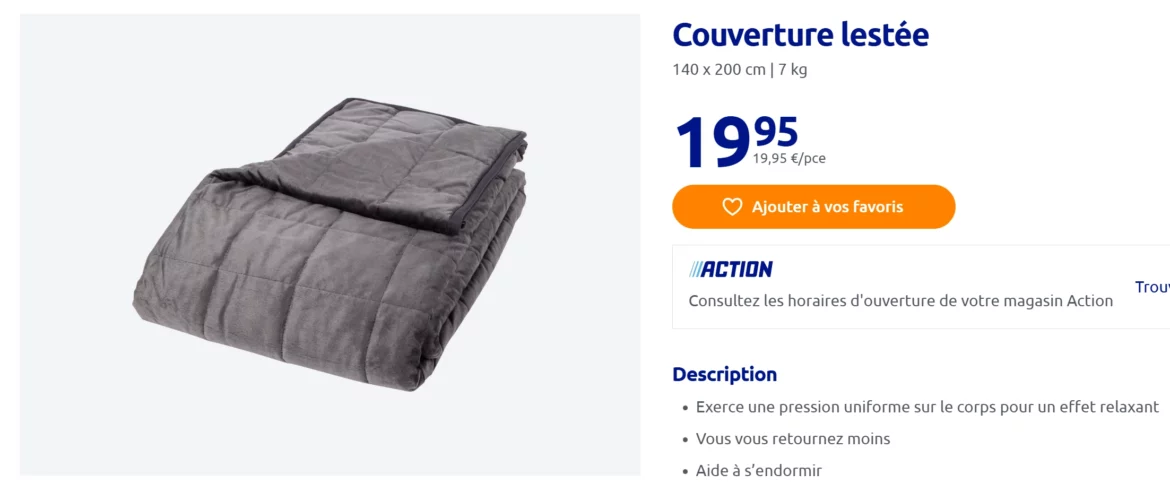Couverture lestée Action - Fini la couette