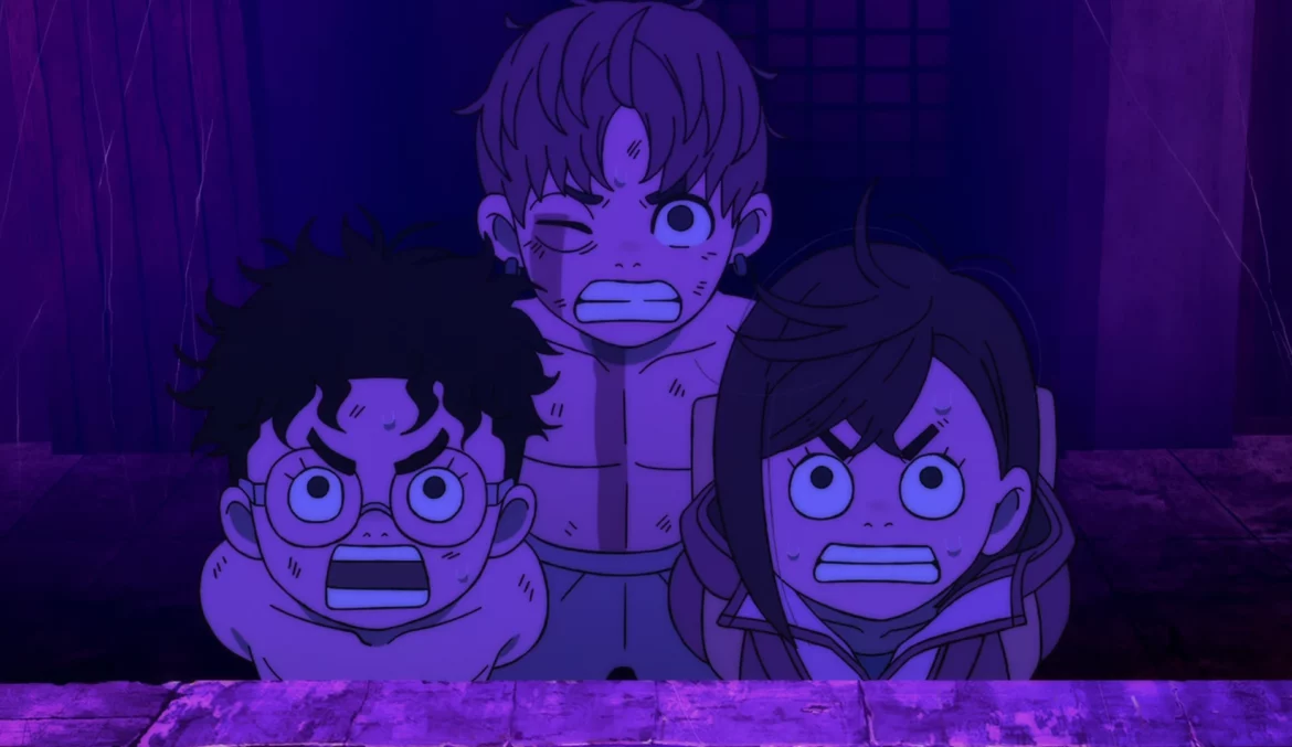 Dandadan saison 2 épisode 2, Œil Maléfique, Jiji, Momo, Okarun