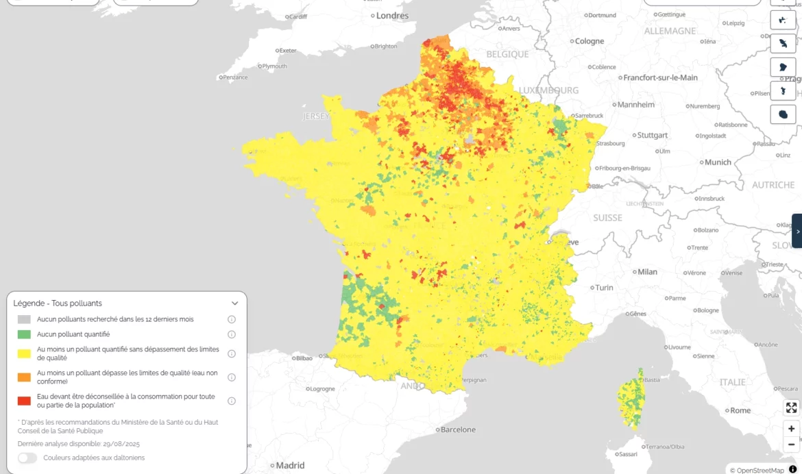 Eau potable polluants carte interactive - dansmoneau fr