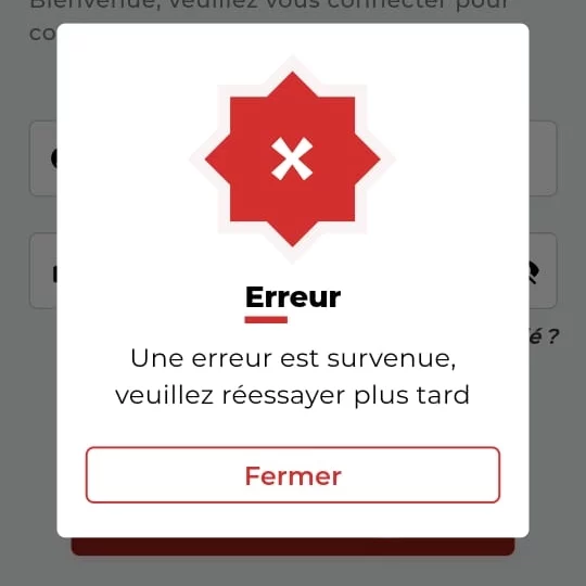Erreur - application Yalla CAN 2025