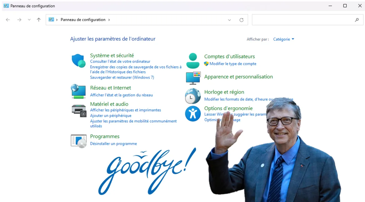 Fin du panneau de configuration de Windows
