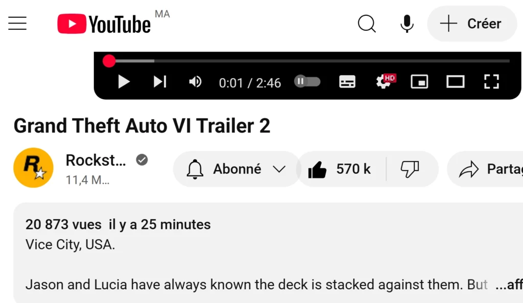 GTA 6 deuxième trailer - Les vues explosent sur Youtube