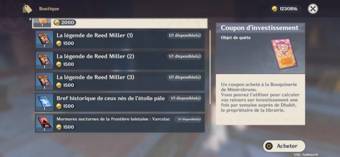 Genshin Impact Luna IV emplacement livres.