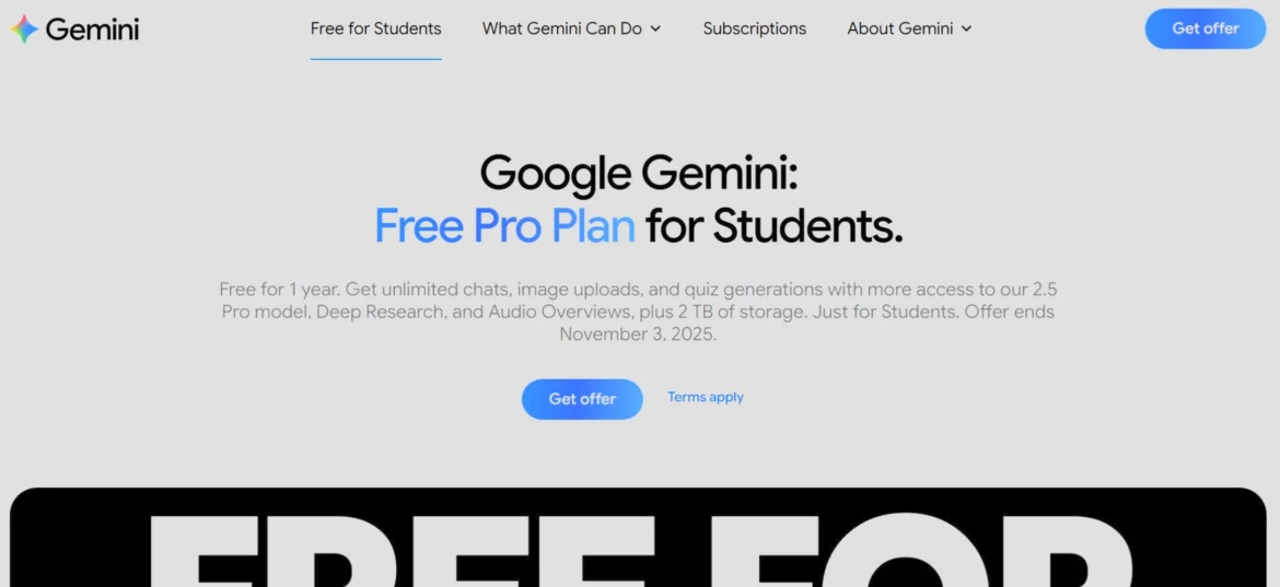 Google Gemini Pro gratuit pour étudiants UAE