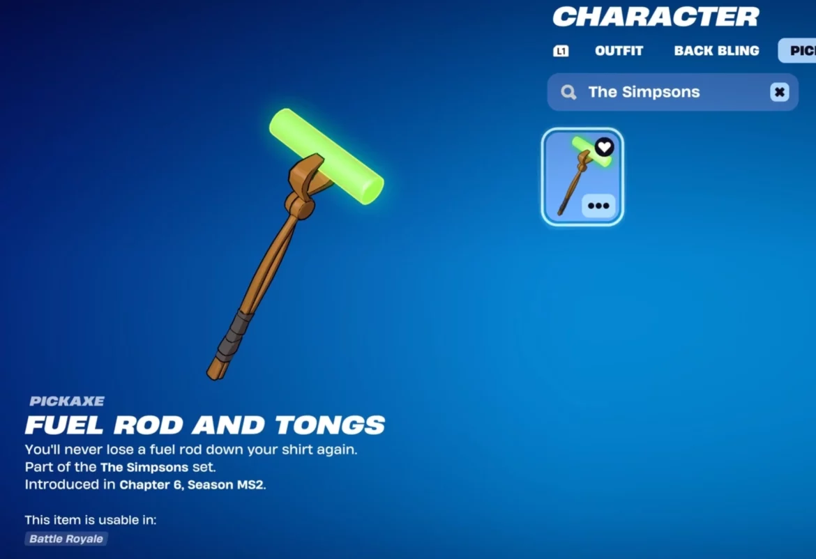 Pioche Fuel Rod and Tongs Fortnite - Les Simpson