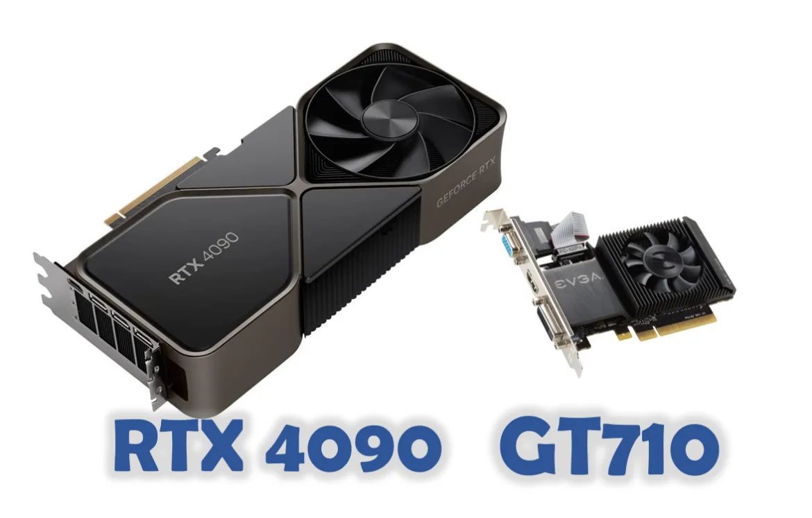 RTX4090 GT710 comparaison taille RTX4090 GT710 comparaison taille