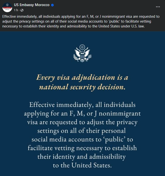 Réseaux sociaux Visa étudiant USA