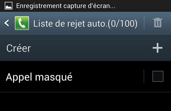 Rejet appel masqué Android