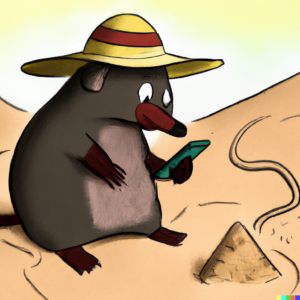 a mole trying to find his way in the desert using googlemaps