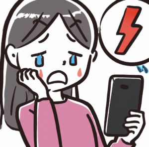 a woman so sad because she had no battery left on her smartphone