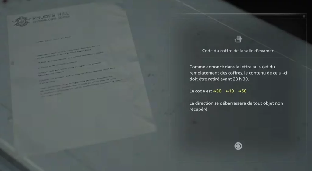 Codes coffres Rhodes Hill Resident Evil Requiem