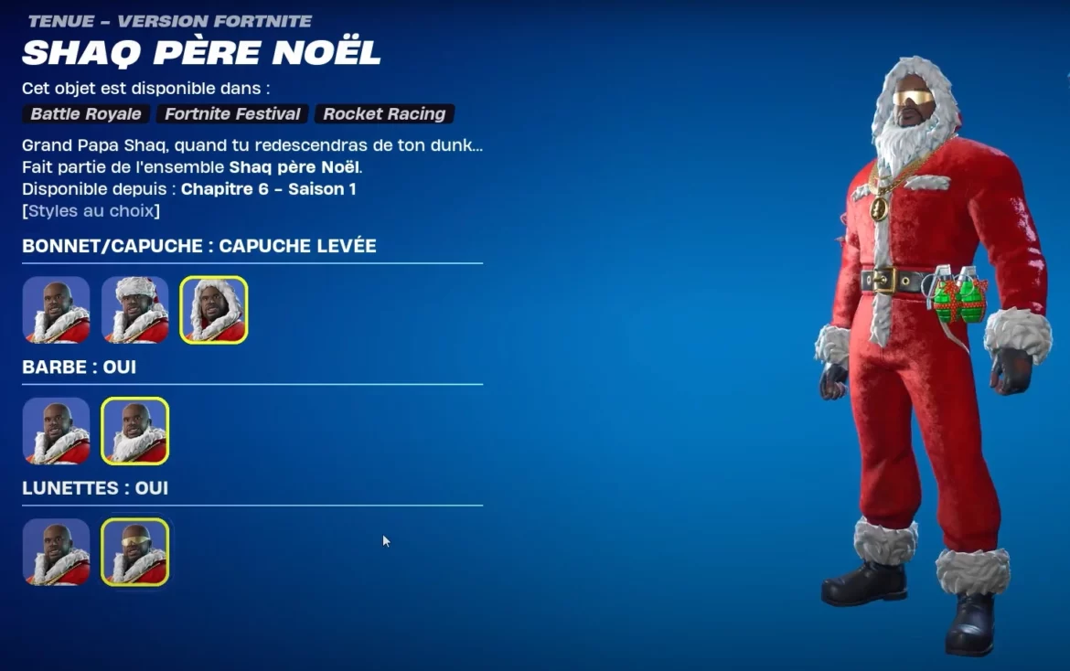 Skin Shaq Père Noël Fortnite