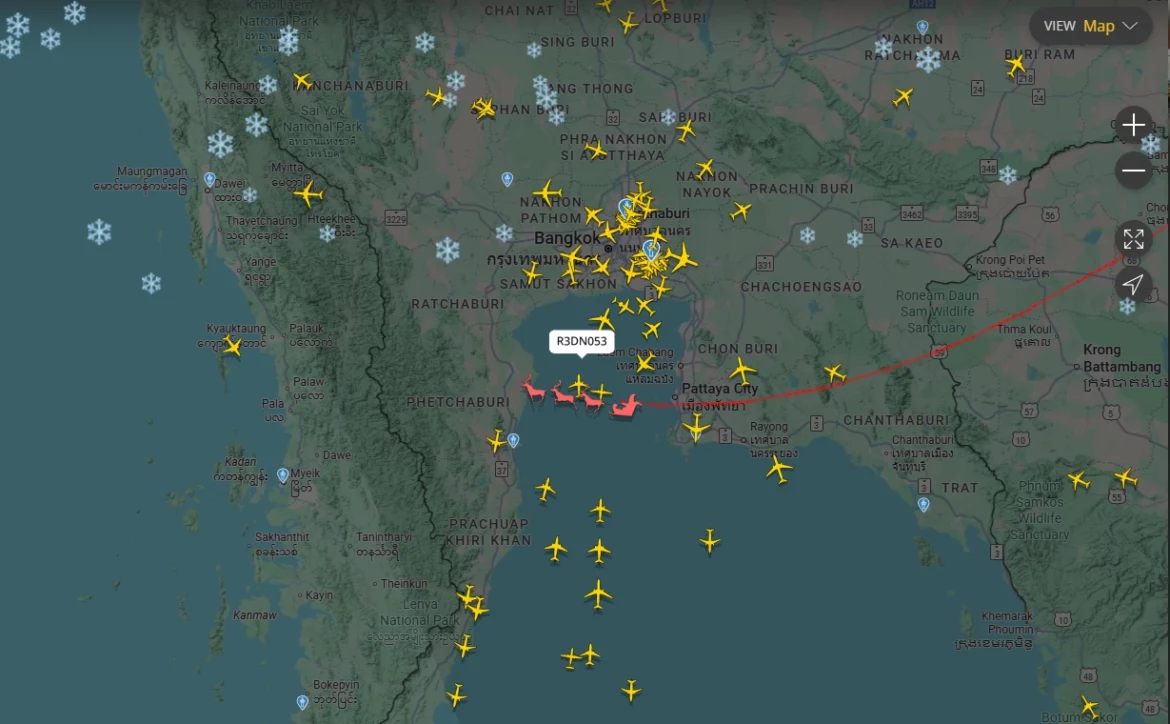 Traîneau du Père Noël en temps réel - Flightradar